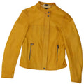 Bayside Womens Leather Biker Jacket IT 44 Medium Yellow Leather