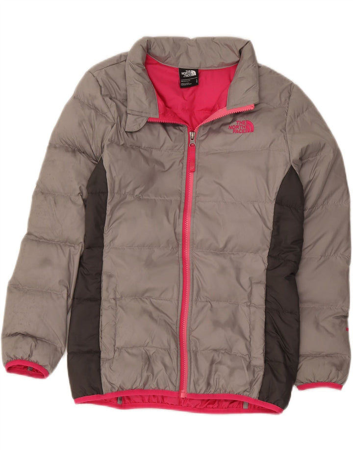 The North Face Girls Padded Jacket 11-12 Years Large Grey Colourblock