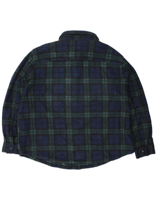 Marks & Spencer Mens Overshirt Fleece Shirt 3XL Green Check Polyester