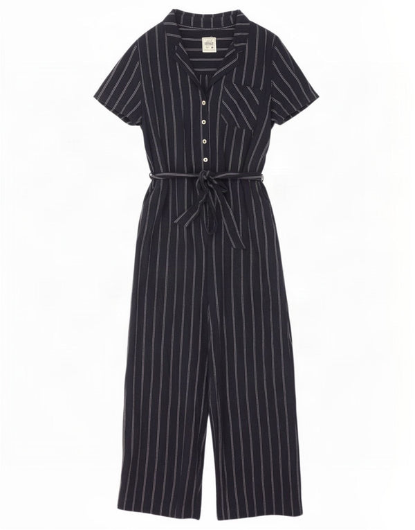 Fat Face Womens Short Sleeve Jumpsuit UK 18 XL Navy Blue Striped