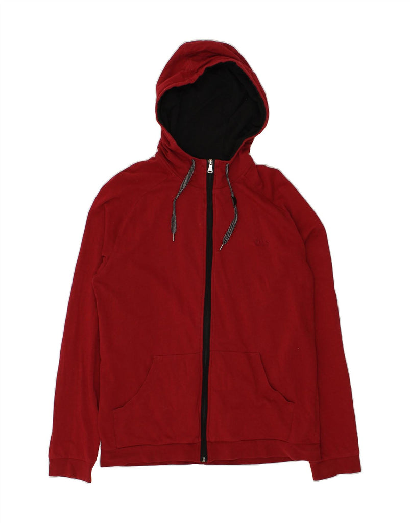 HUGO BOSS Mens Zip Hoodie Sweater Medium Red Cotton | Vintage Hugo Boss | Thrift | Second-Hand Hugo Boss | Used Clothing | Messina Hembry 