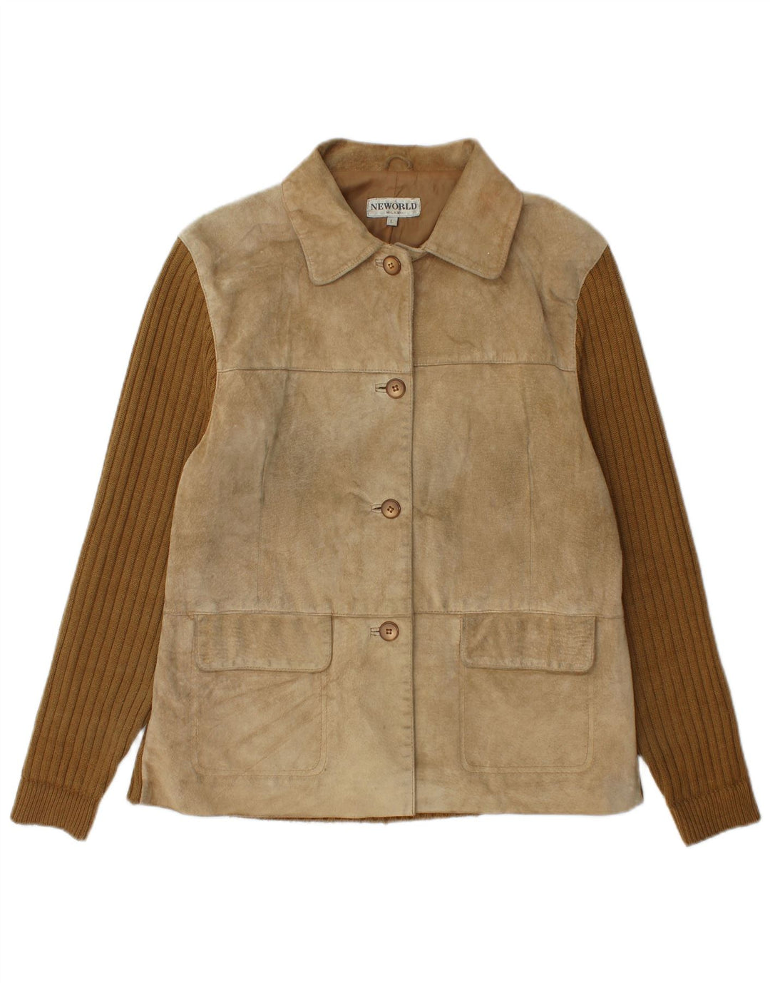 Vintage Womens Suede Jacket UK 16 Large Beige