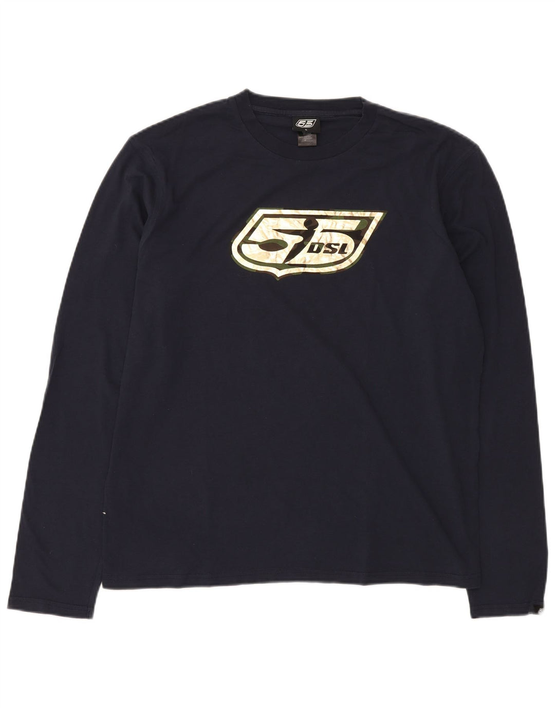 DIESEL Mens Graphic Top Long Sleeve XL Navy Blue Cotton