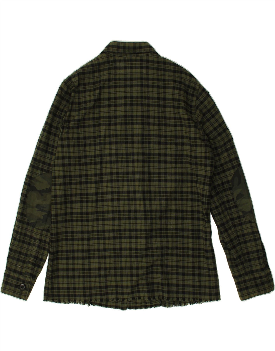 REPLAY Mens Graphic Flannel Shirt Large Green Check Cotton | Vintage ...