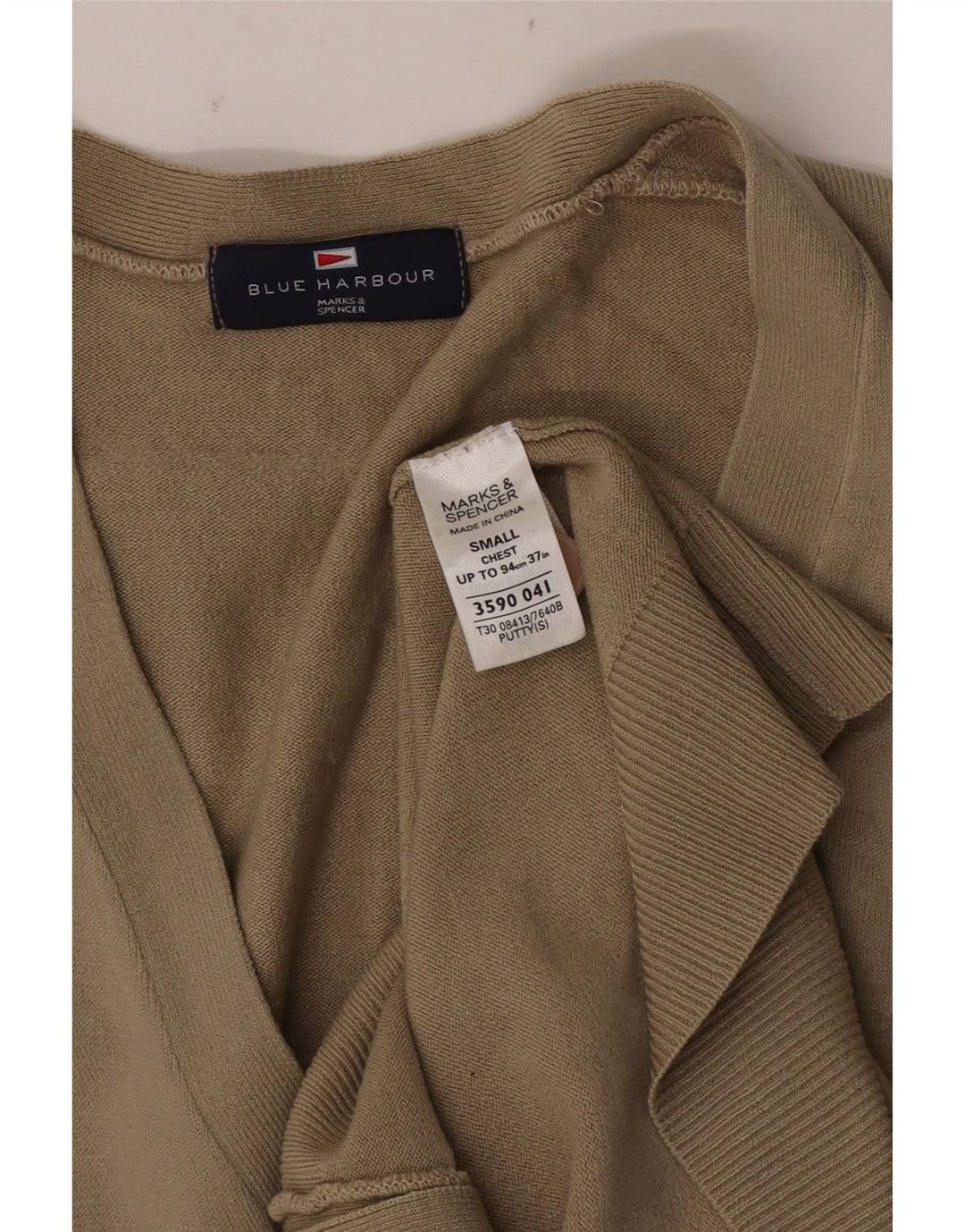 Marks & Spencer Mens Blue Harbour Cardigan Sweater Small Beige Acrylic