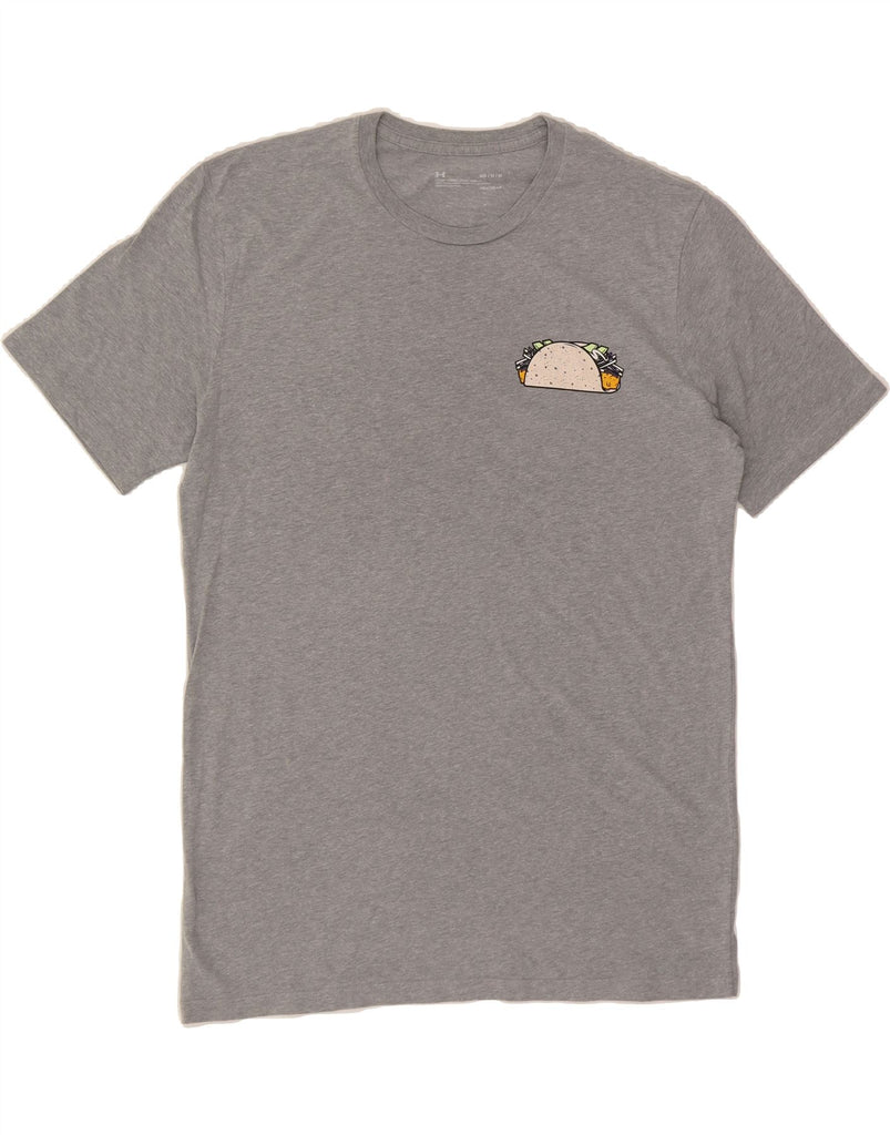 UNDER ARMOUR Mens Heat Gear Graphic T-Shirt Top Medium Grey Cotton Vintage Under Armour and Second-Hand Under Armour from Messina Hembry 