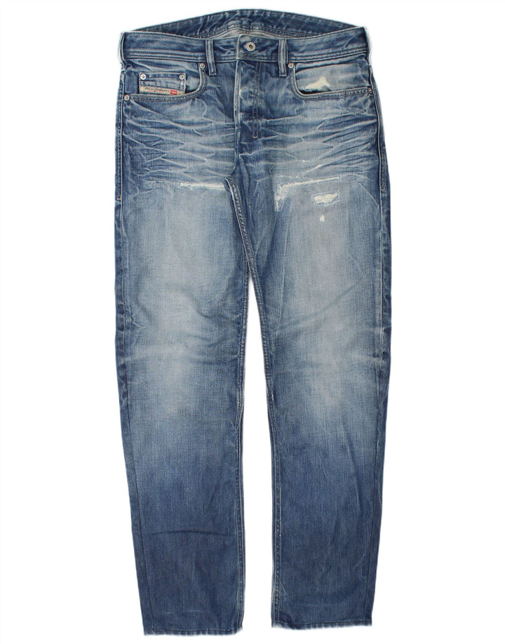 Diesel Mens Distressed Slim Jeans W32 L32 Blue Cotton