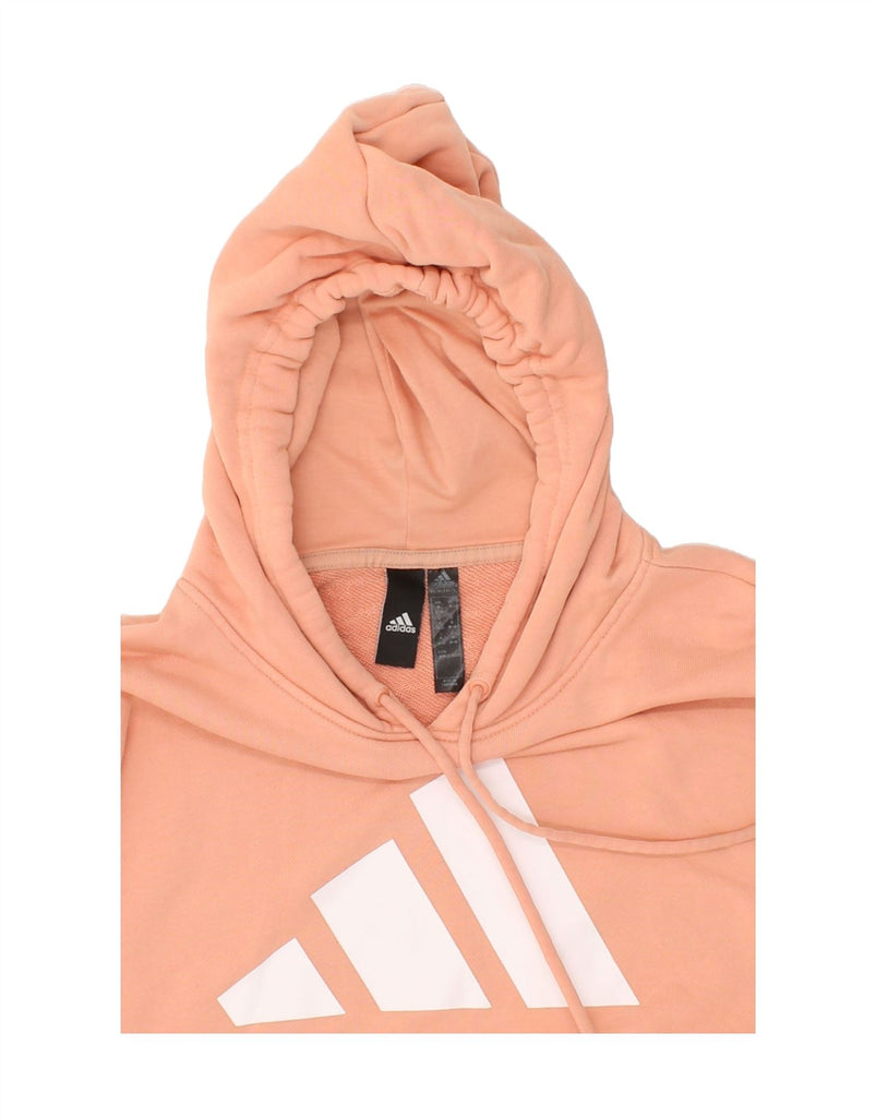 ADIDAS Womens Crop Hoodie Jumper UK 12/14 Medium Pink Cotton Vintage Adidas and Second-Hand Adidas from Messina Hembry 