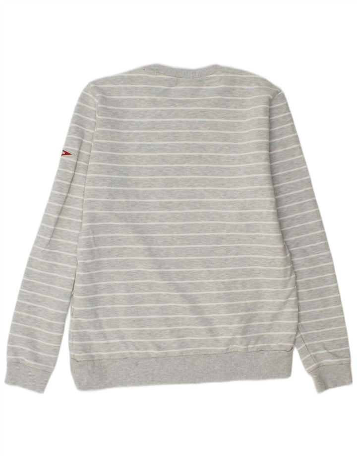 Superdry Womens Graphic Sweatshirt Jumper UK 12 Medium Grey Striped Cotton