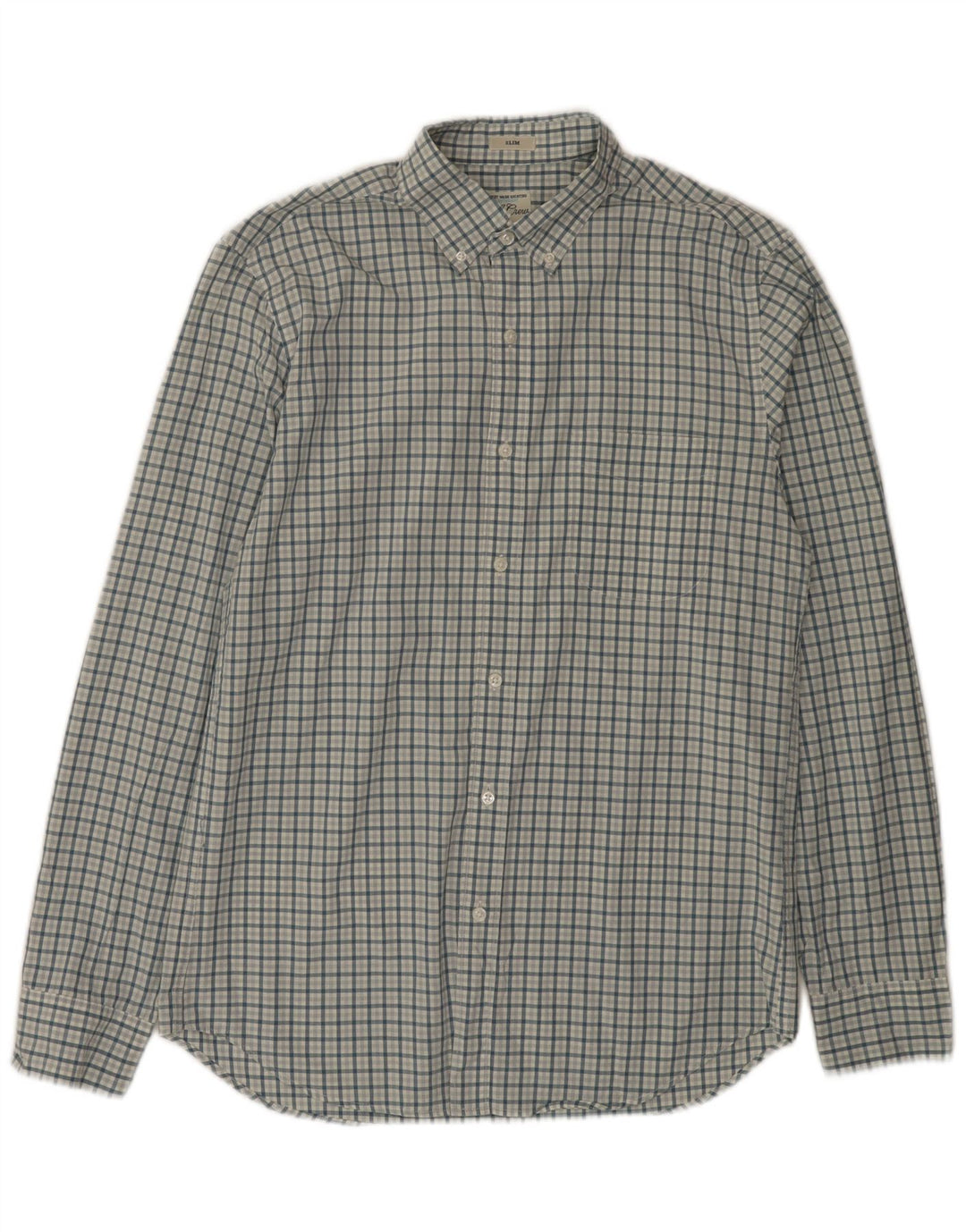 J. CREW Mens Slim Shirt Medium Blue Check Cotton