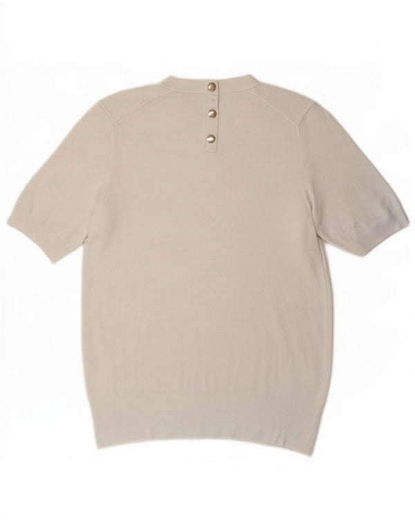 Zara Womens Short Sleeve Crew Neck Jumper Sweater UK 14 Large White