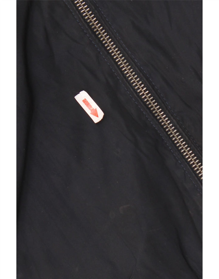 Zara Mens Bomber Jacket UK 40 Large Navy Blue Polyester