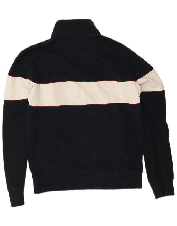 Marks & Spencer Mens Zip Neck Sweatshirt Jumper Small Navy Blue Colourblock