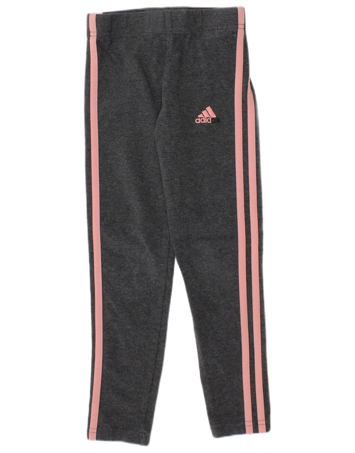 Adidas Girls Leggings 5-6 Years Grey Cotton