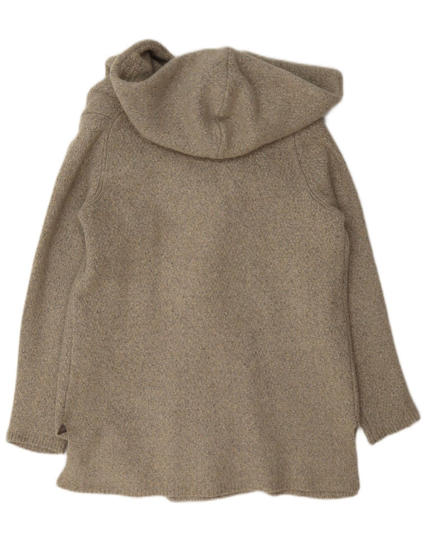 Massimo Dutti Womens Hooded Open Cardigan Sweater UK 14 Large Beige