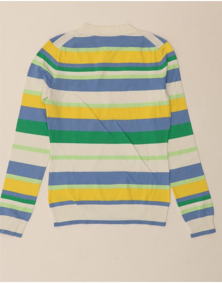 TOMMY HILFIGER Womens V-Neck Jumper Sweater UK 10 Small Multicoloured Vintage Tommy Hilfiger and Second-Hand Tommy Hilfiger from Messina Hembry 