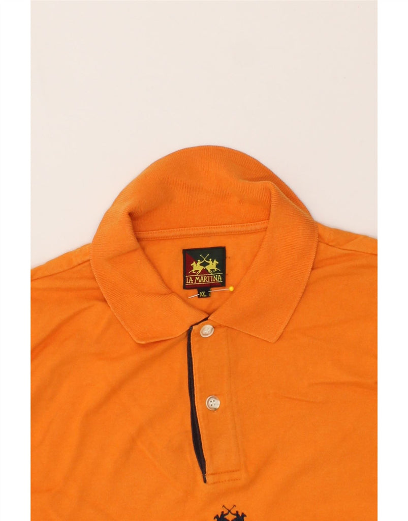 LA MARTINA Mens Long Sleeve Polo Shirt XL Orange Cotton Vintage La Martina and Second-Hand La Martina from Messina Hembry 
