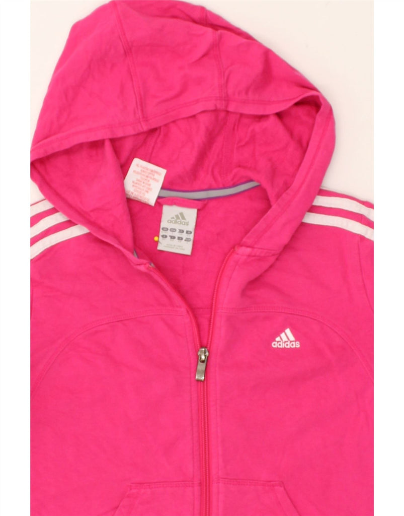 ADIDAS Girls Zip Hoodie Sweater 11-12 Years Pink Cotton | Vintage Adidas | Thrift | Second-Hand Adidas | Used Clothing | Messina Hembry 