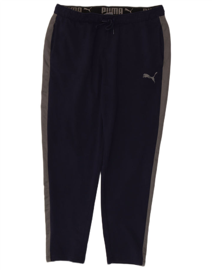 PUMA Mens Tracksuit Trousers Large Navy Blue Colourblock