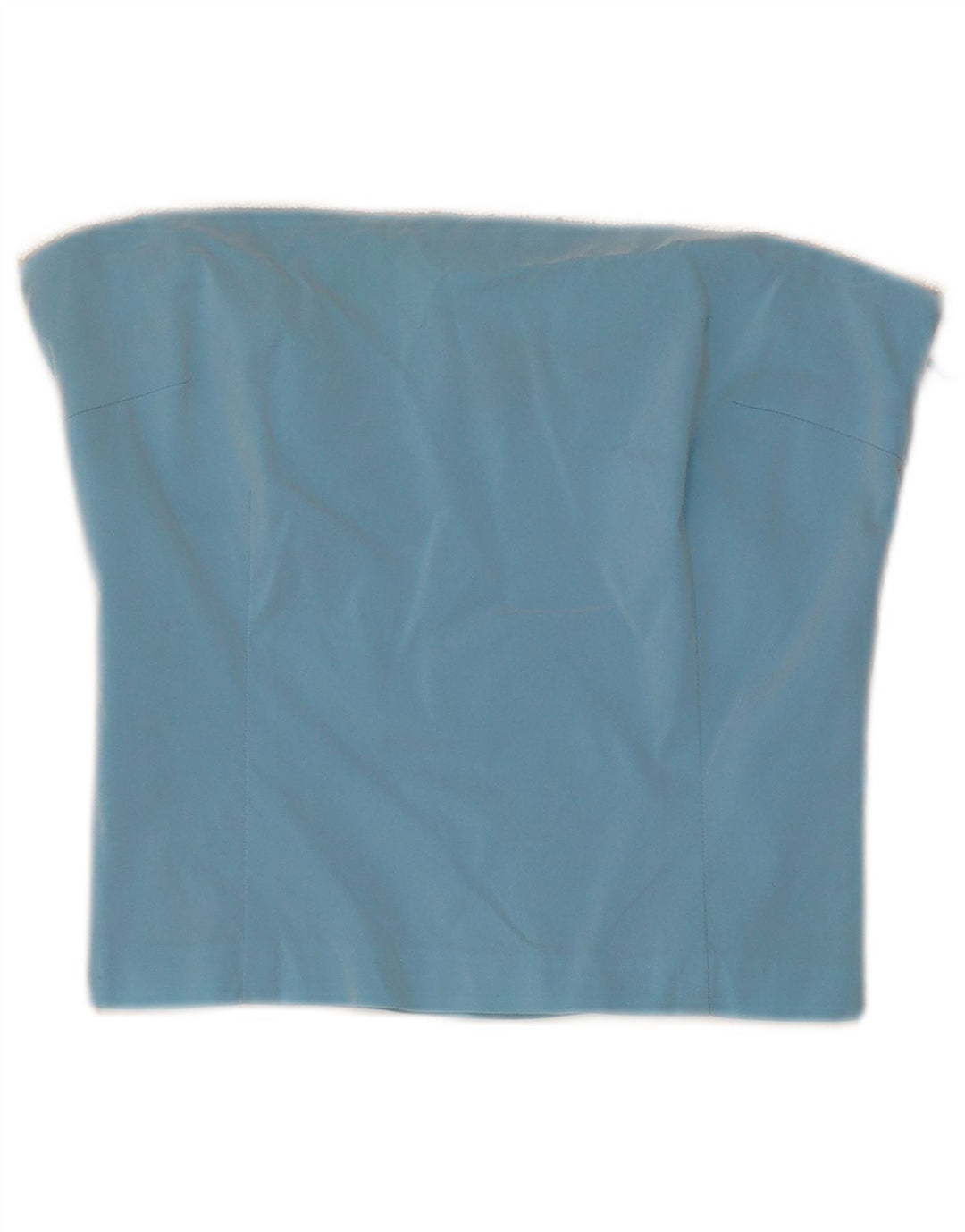 Vintage Womens Crop Strapless Top UK 6 XS Blue Acetate