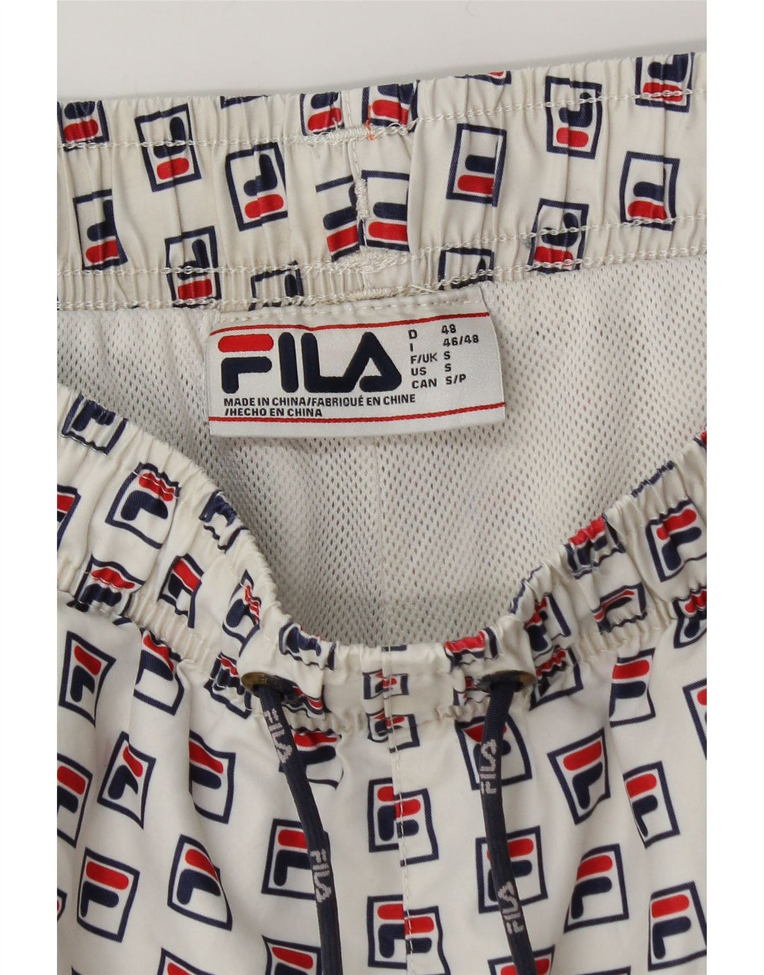 FILA Mens Graphic Swimming Shorts Small  White Polyester