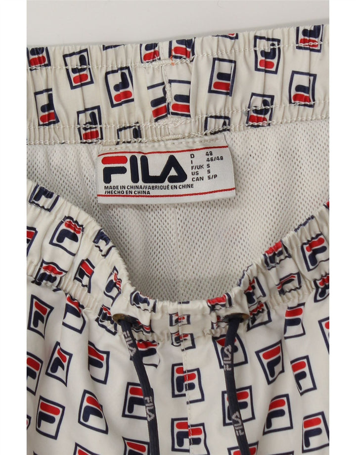 FILA Mens Graphic Swimming Shorts Small  White Polyester