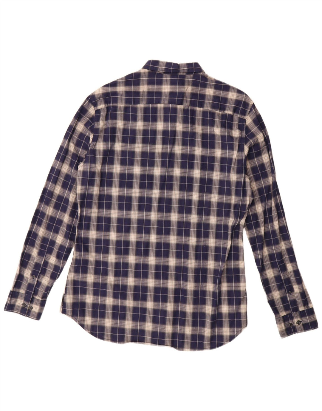 FRENCH CONNECTION Mens Shirt Medium Navy Blue Check Cotton