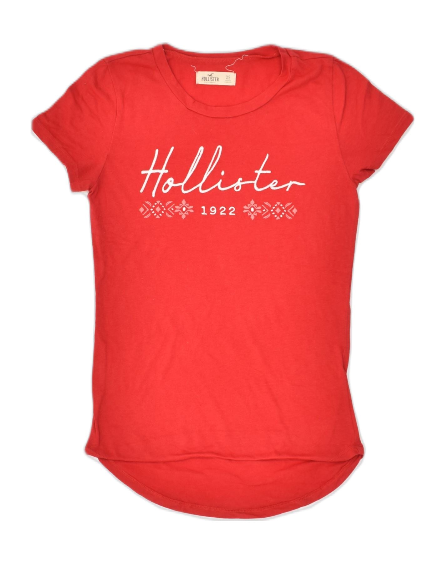 HOLLISTER Womens California Graphic T-Shirt Top UK 6 XS Red Cotton, Vintage & Second-Hand Clothing Online