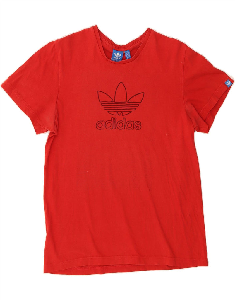 ADIDAS Womens Graphic T-Shirt Top UK 14 Medium Red Cotton Vintage Adidas and Second-Hand Adidas from Messina Hembry 