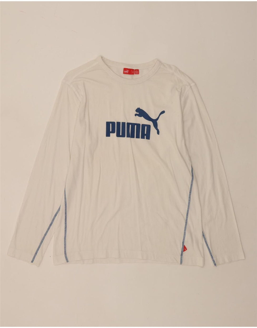PUMA Mens Graphic Top Long Sleeve Medium White Cotton
