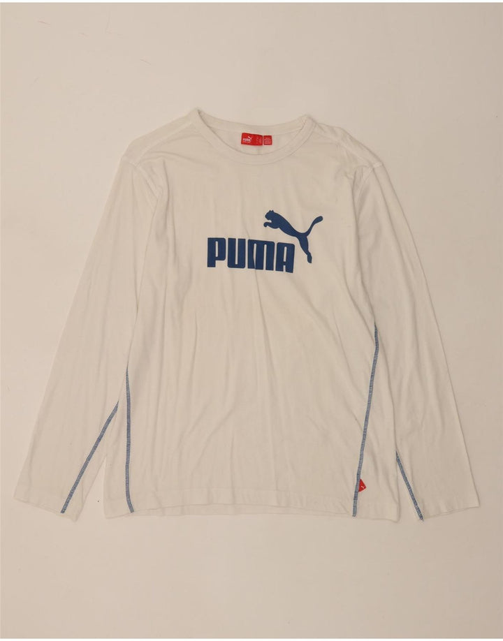 PUMA Mens Graphic Top Long Sleeve Medium White Cotton