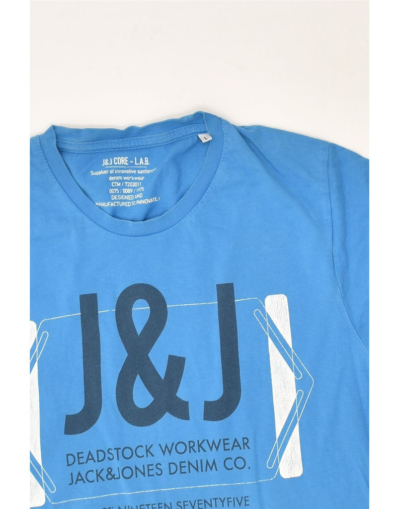 JACK & JONES Mens Core Slim Graphic T-Shirt Top Large Blue Cotton | Vintage Jack & Jones | Thrift | Second-Hand Jack & Jones | Used Clothing | Messina Hembry 