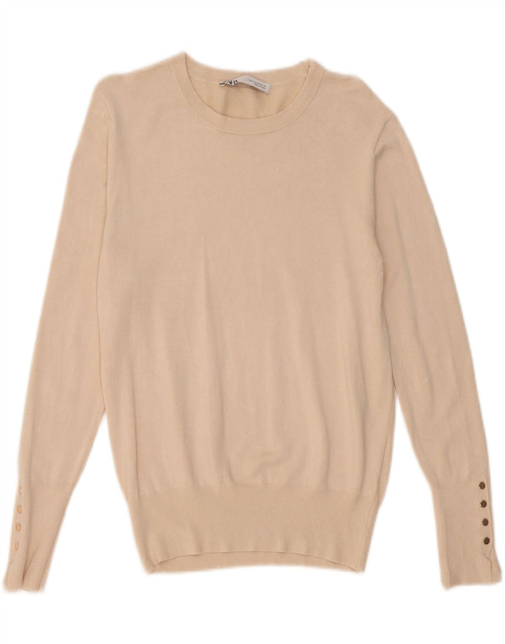 Zara Womens Boat Neck Jumper Sweater UK 12 Medium Beige
