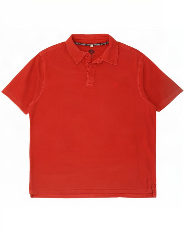 Timberland Mens Rugby Polo Shirt Large Red Cotton