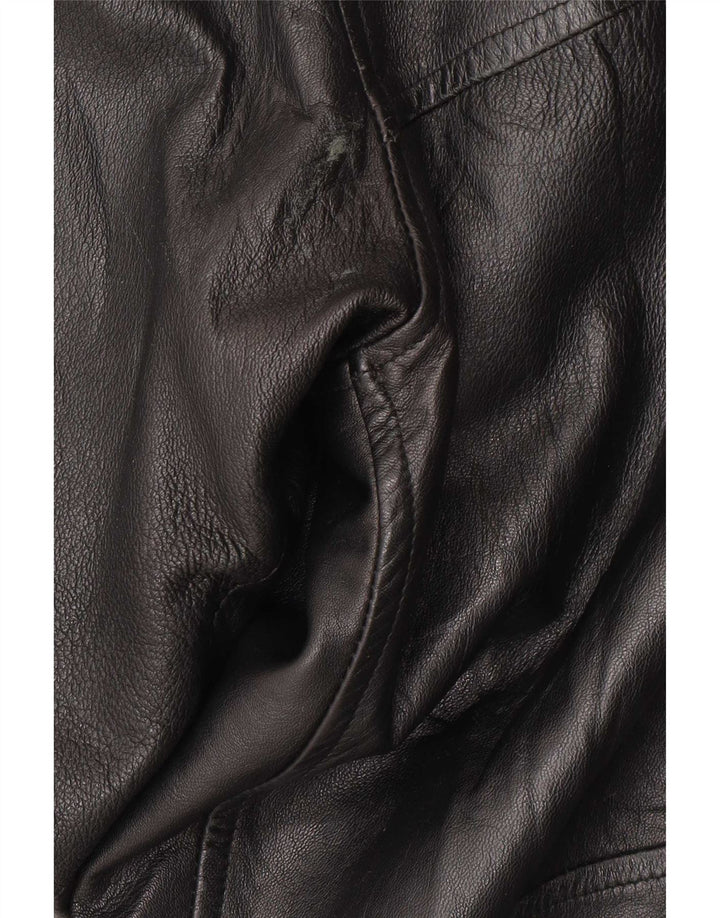 Vintage Mens Leather Jacket IT 54 2XL Black Leather