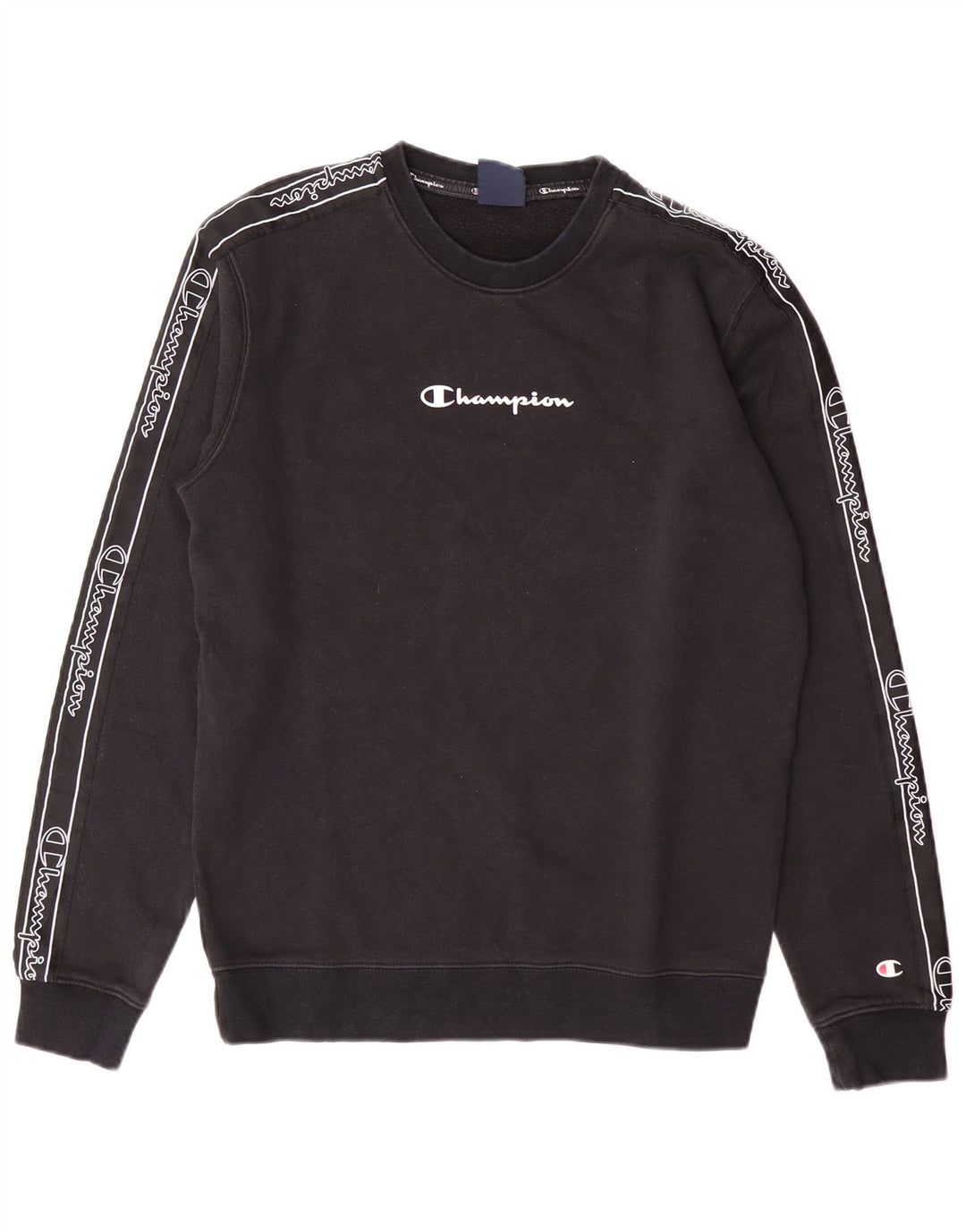 Champion Mens Graphic Sweatshirt Jumper Small Black Cotton