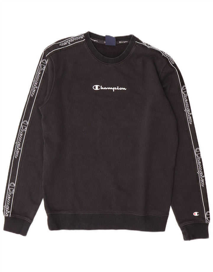 Champion Mens Graphic Sweatshirt Jumper Small Black Cotton