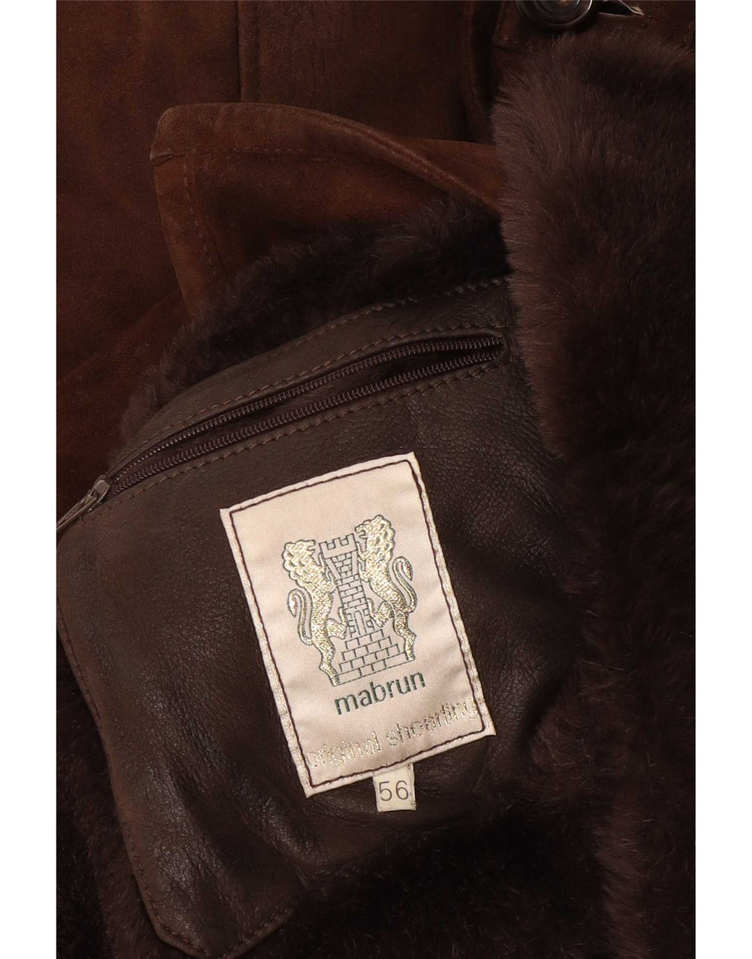 Mabrun Mens Shearling Jacket IT 56 3XL Brown
