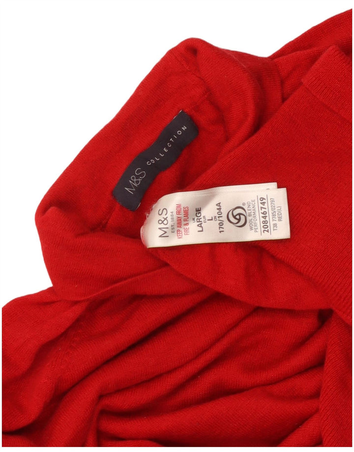 Marks & Spencer Womens Roll Neck Jumper Sweater UK 16 Large Red Merino Wool