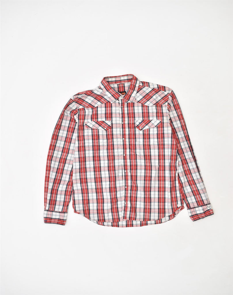 SUN68 Mens Slim Fit Shirt Large Red Check Cotton | Vintage | Thrift | Second-Hand | Used Clothing | Messina Hembry 