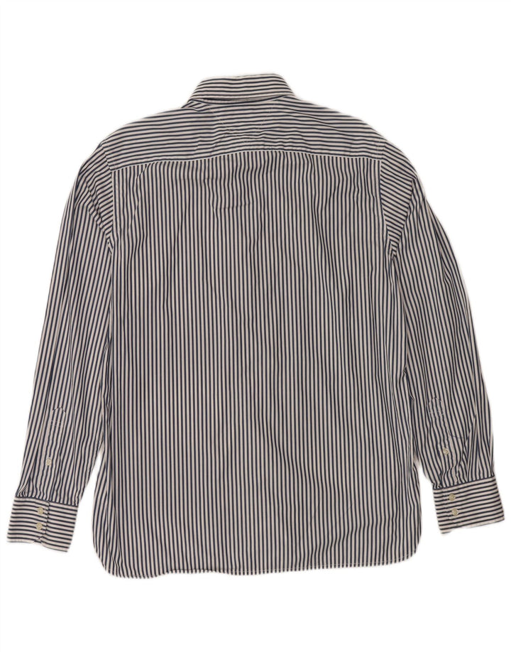 Tommy Hilfiger Mens Shirt Large Navy Blue Pinstripe Cotton
