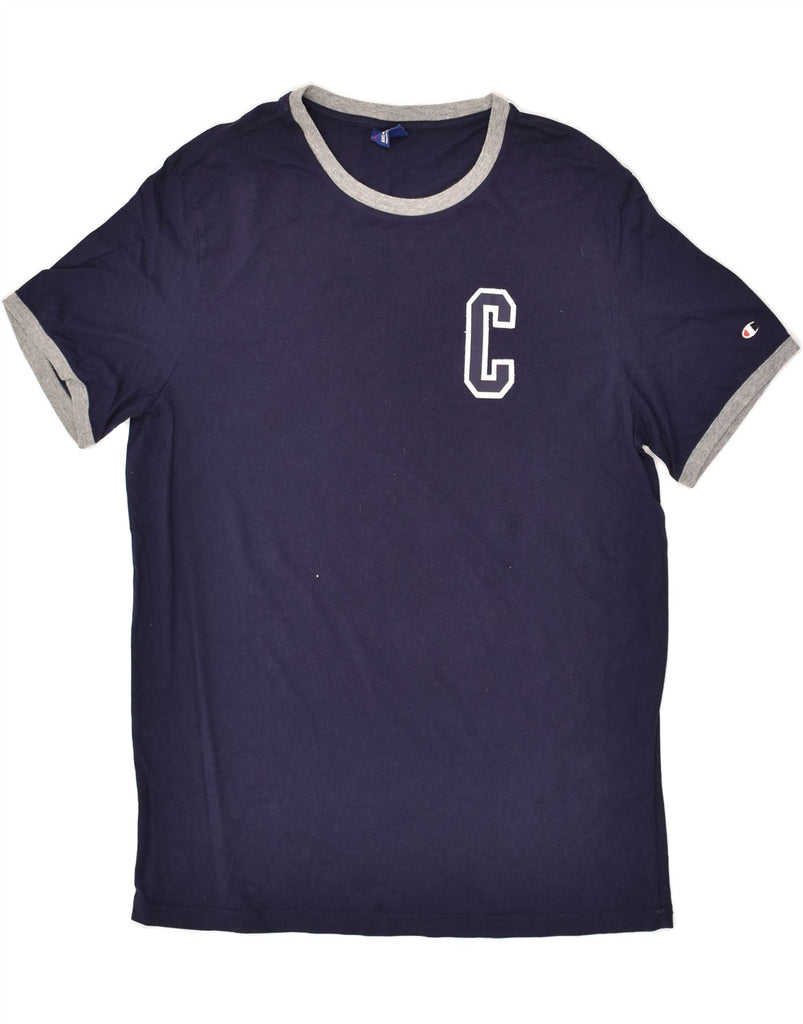 CHAMPION Mens T-Shirt Top 2XL Navy Blue Cotton | Vintage Champion | Thrift | Second-Hand Champion | Used Clothing | Messina Hembry 