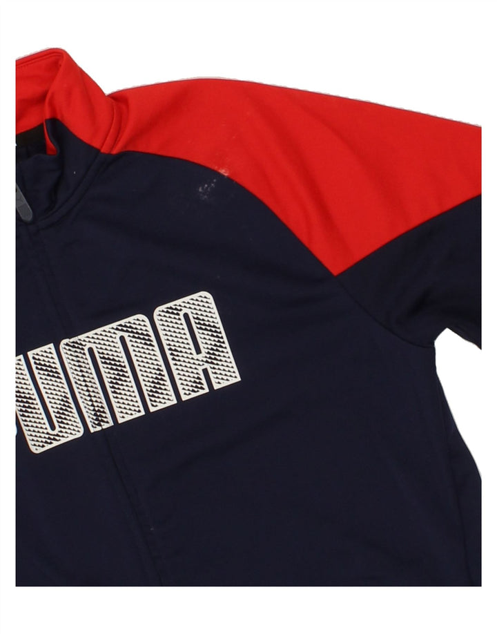 PUMA Boys Graphic Tracksuit Top Jacket 15-16 Years Navy Blue Colourblock Vintage Puma and Second-Hand Puma from Messina Hembry 