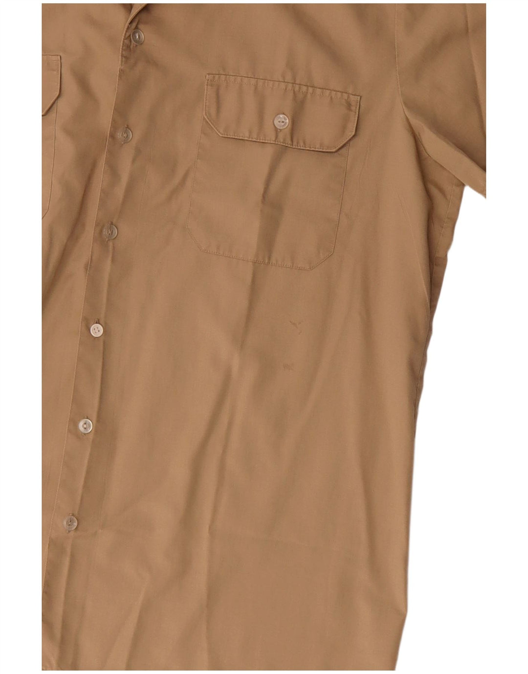 Vintage Mens Short Sleeve Shirt Large Beige