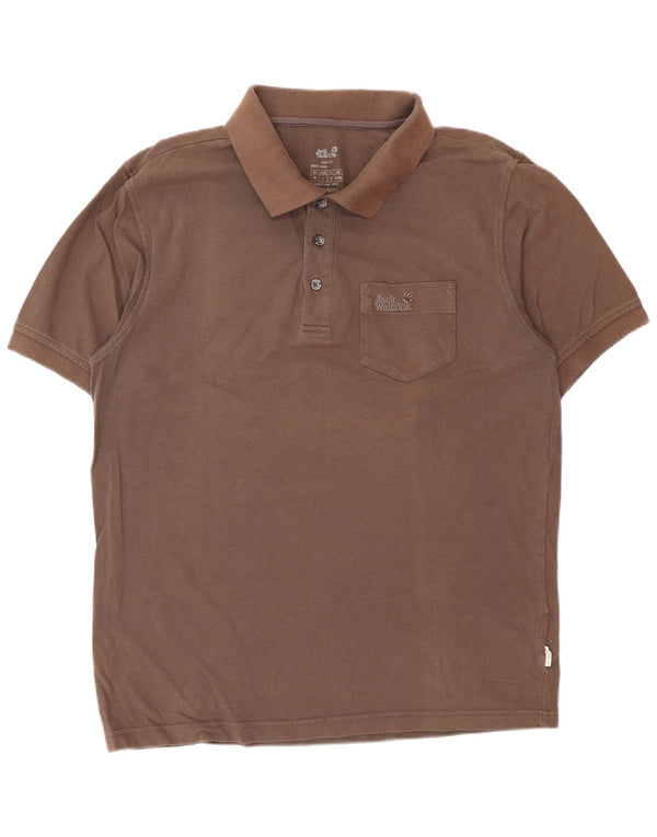 JACK WOLFSKIN Mens Polo Shirt UK 36/38 Medium Brown Cotton