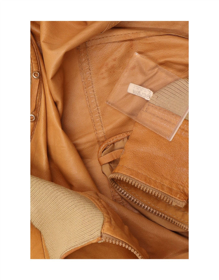 Vintage Mens Suede Bomber Jacket UK 36 Small Brown Leather