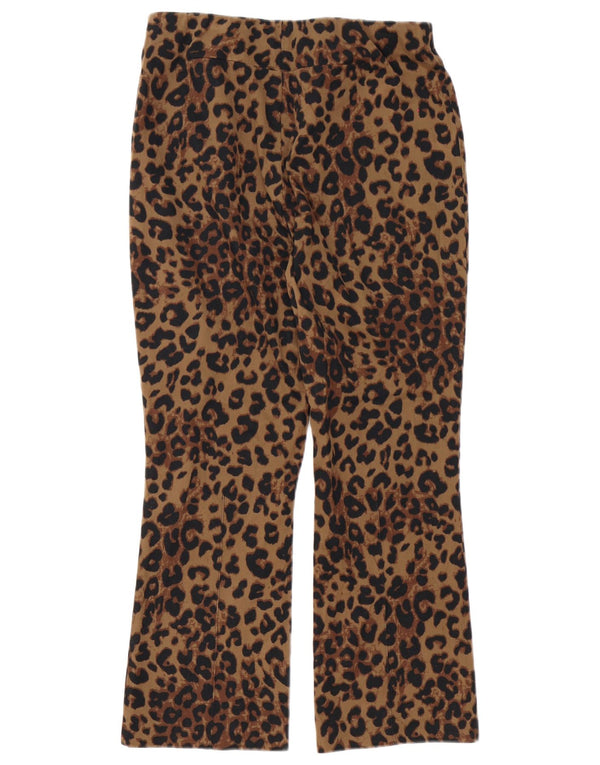 Zara Womens Bootcut Trousers Large W30 L27 Brown Animal Print Cotton