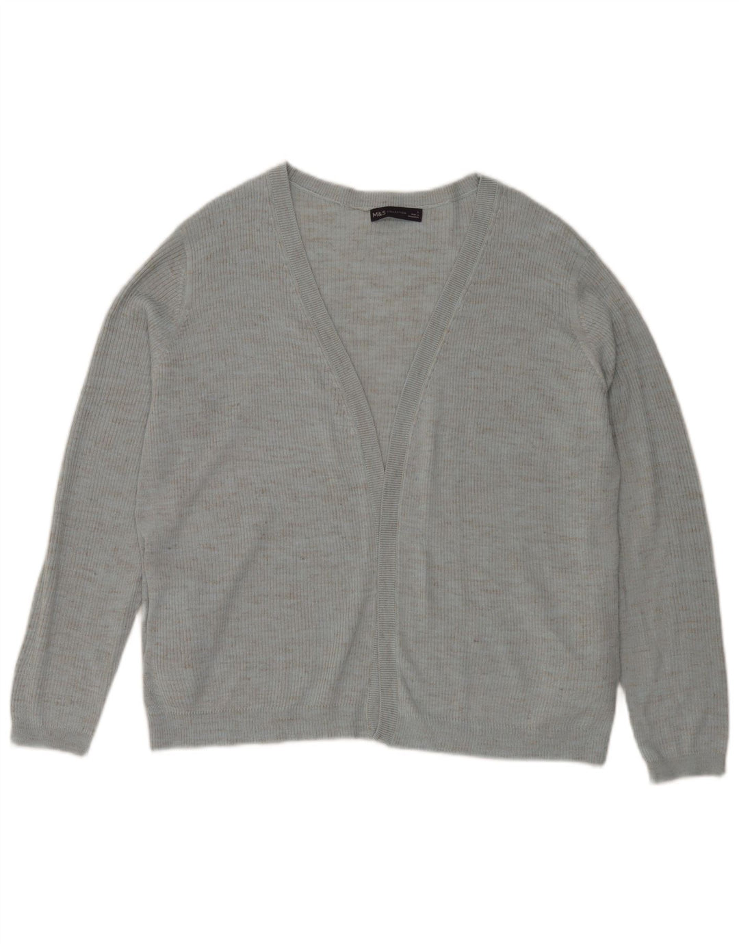 Marks & Spencer Womens Oversized Cardigan Sweater UK 16 Large Blue Flecked