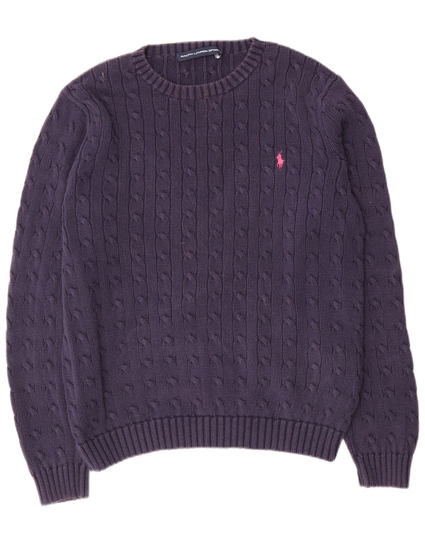 Ralph Lauren Womens Crew Neck Jumper Sweater UK 18 XL Navy Blue Cotton