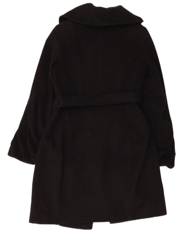 COAST Womens Double Breasted Coat UK 10 Small Black Wool